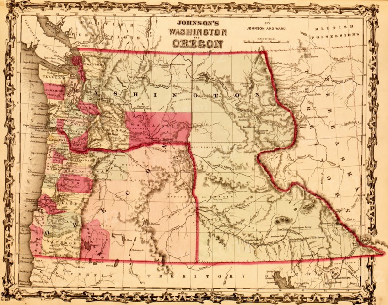 Washington & Oregon Territories 1862