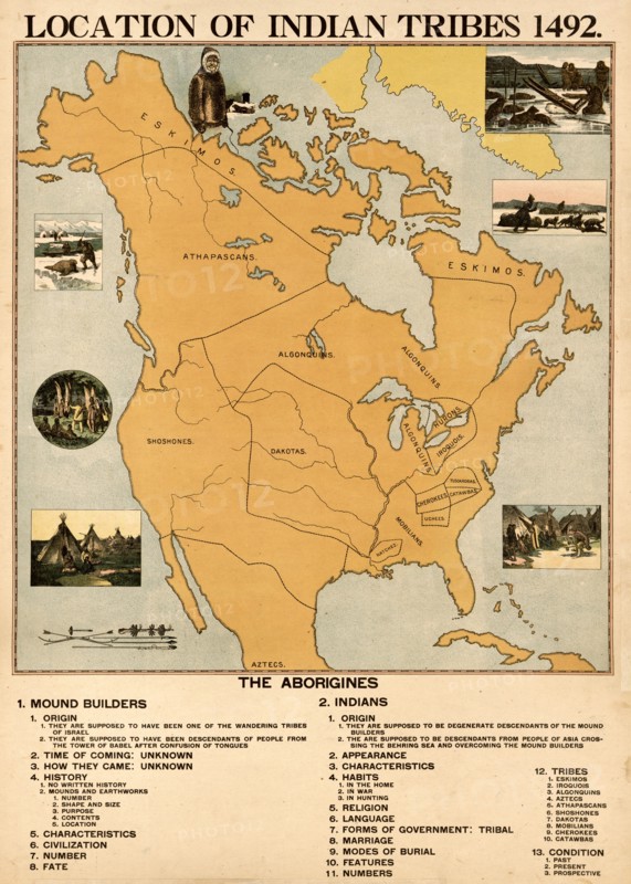 Location of Indian Tribes in 1492 1898