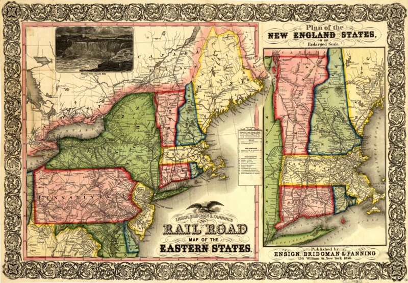 Railroad Map of the Eastern States & New England - 1856 1856