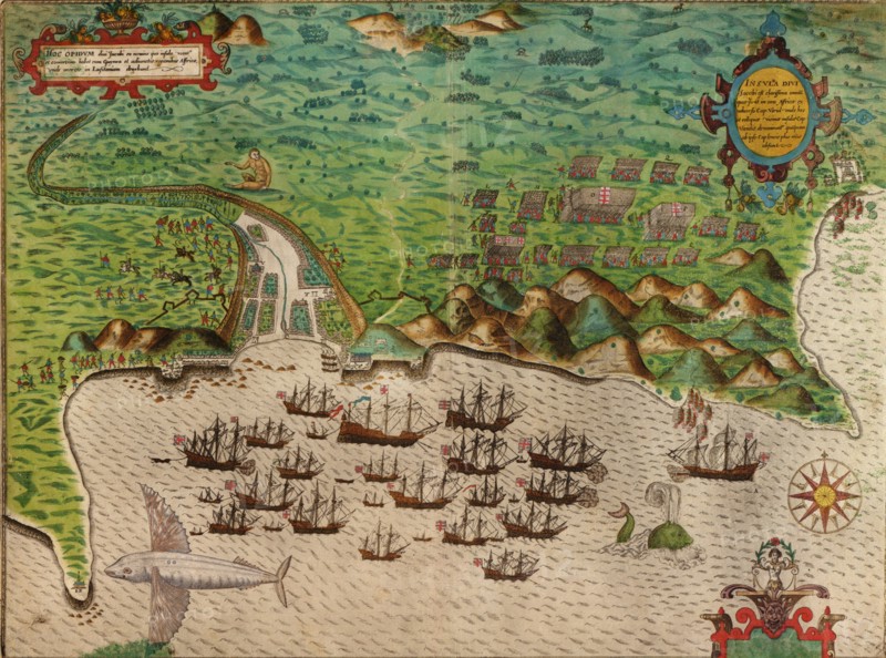 Sir Francis Drakes West Voyage to the West Indies; Visits Guyana in Africa - 1589 1589