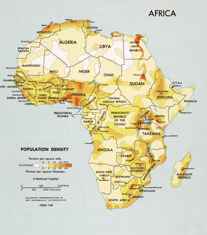 Africa Population Density  1969