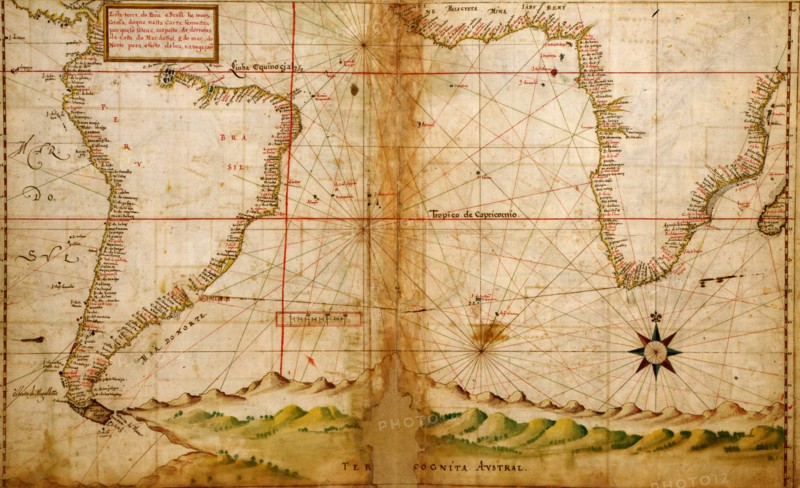 Portuguese Navigational Map of the South Atlantic - 1630 1630