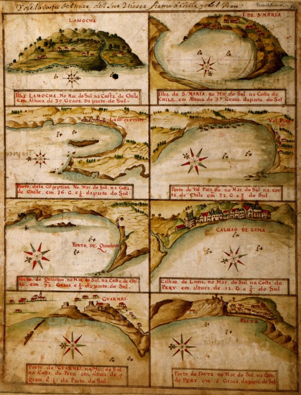 Ports & Island on the Coast of Peru & Chile - 1630 - Portuguese Map 1630