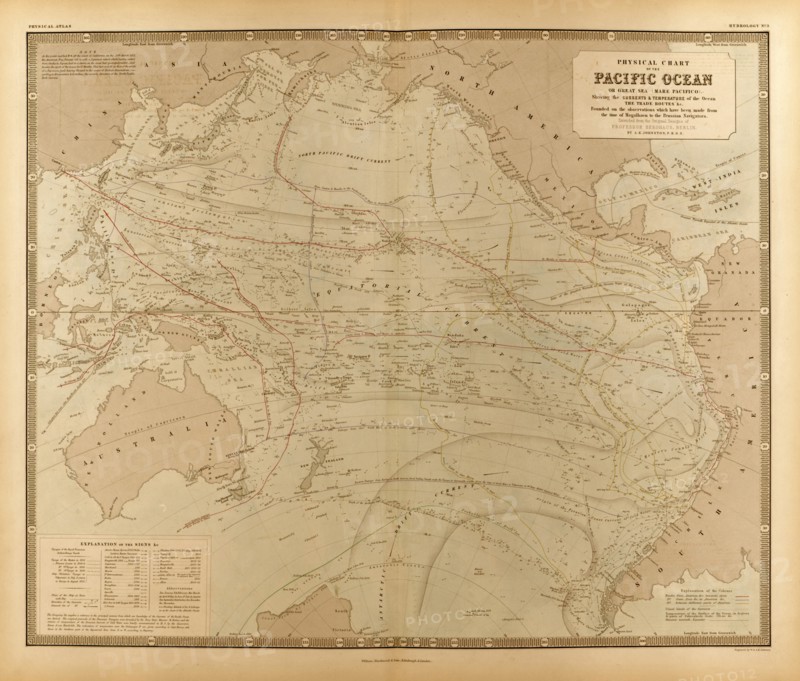 Physical Chart of the Pacific Ocean 1848