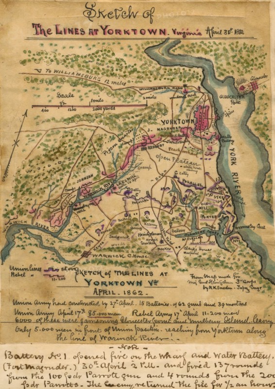 Sketch of the lines at Yorktown Virginia April 30th 1862. 1862