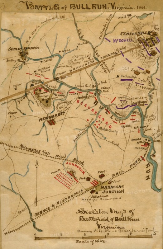 Bull Run Virginia : showing 1st battle at Blackburn's Ford. 1861