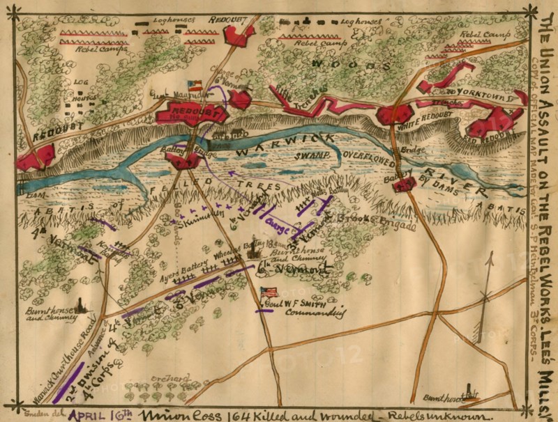 Union assault on the Rebel works. Lee's Mill Va. 1862