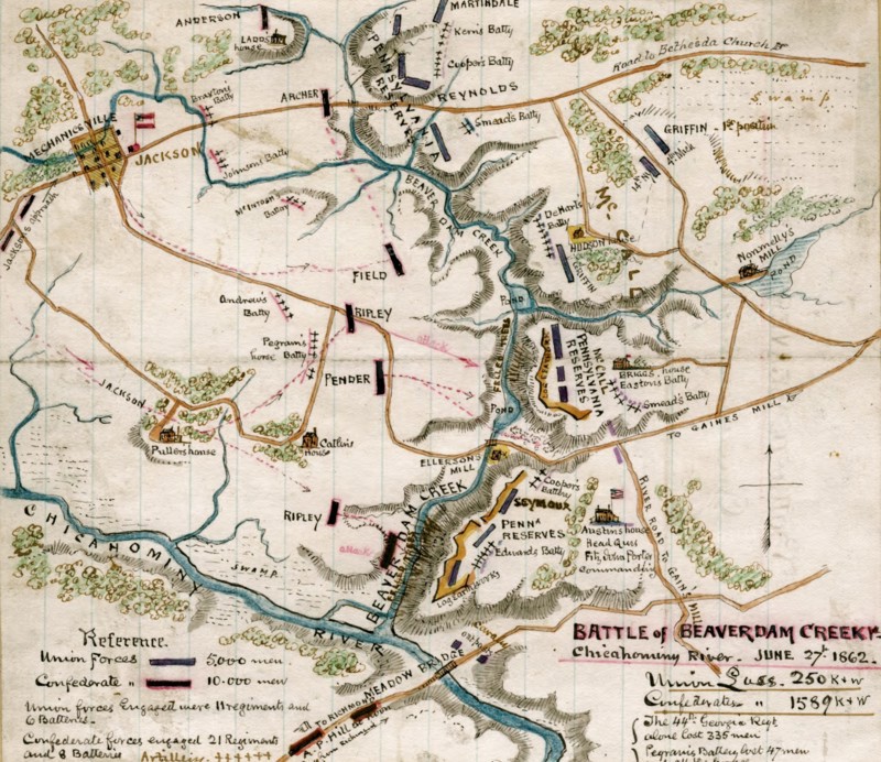 Battle of Beaver dam Creek Va., Chickahominy River 1862