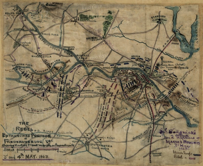 Rebel entrenched position at Fredericksburg, Va.  1863