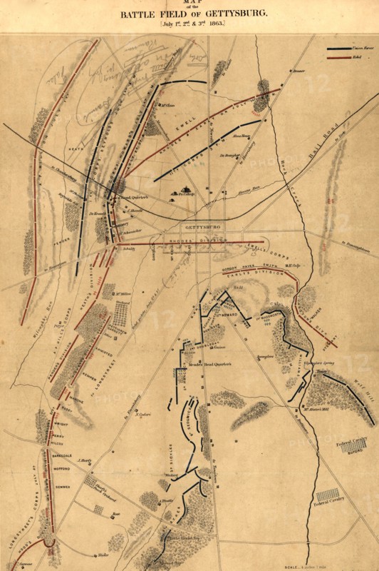 Battlefield of Gettysburg. July 1st, 2nd, and 3rd 1863 1863