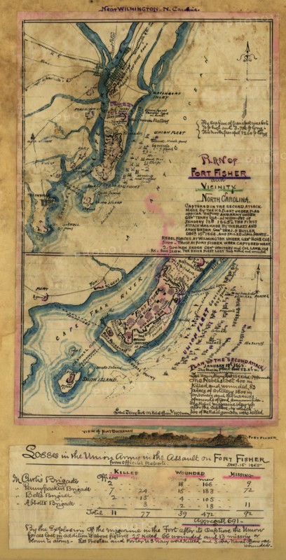 Fort Fisher and vicinity, North Carolina. Plan of second attack, January 15th, 1865. 1865