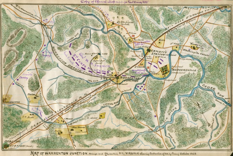 Warrenton Junction, Orange and Alexandria R.R., Virginia showing destruction of R.R. by enemy, October 1863. 1863