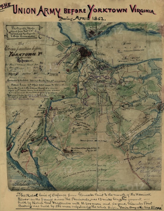 Union position before Yorktown, Va., 18th April 1862. 1862