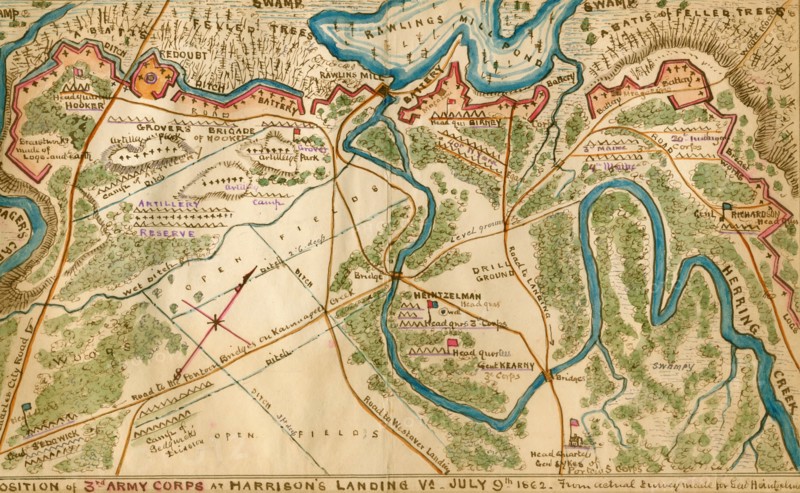 Position of 3rd Army Corps at Harrison's Landing, Va., July 9th 1862. 1862