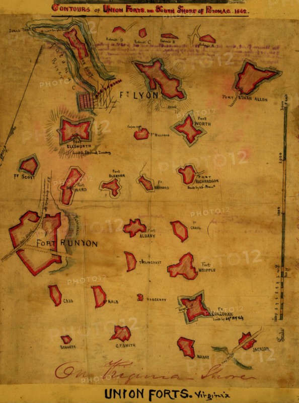 Contours of Union forts on south side of Potomac, 1862  1862
