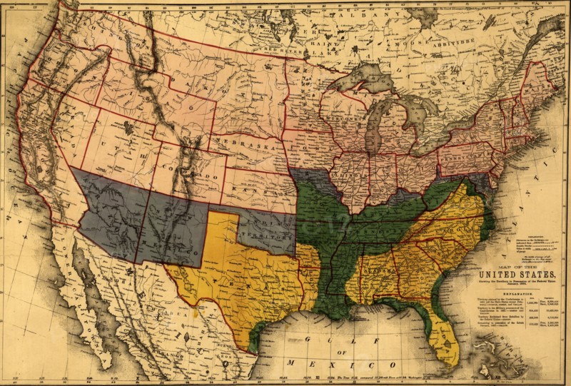 US territory in possession of the Federal Union, January, 1864. 1864