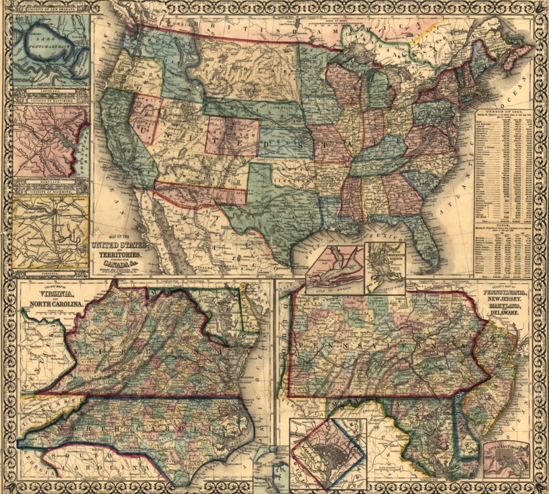 Map of the United States & Its Territories - 1861 1861