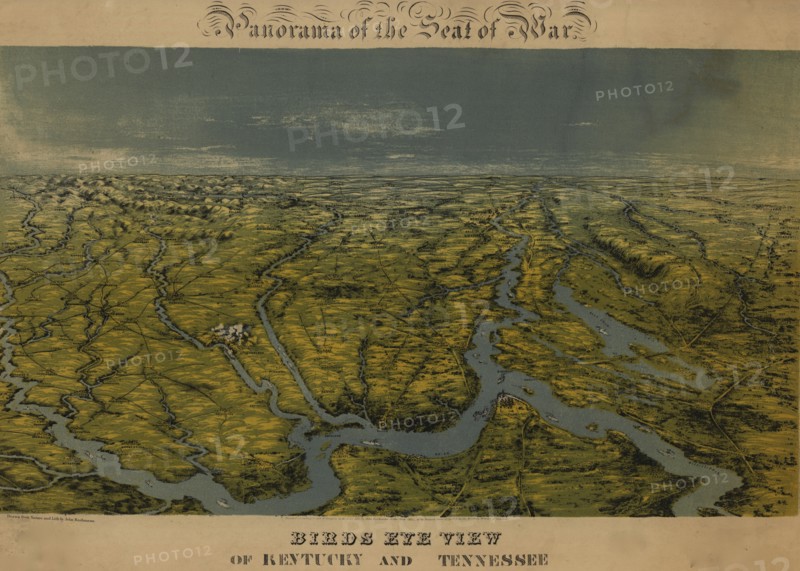 Birds eye view of Kentucky and Tennessee - 1862  1862