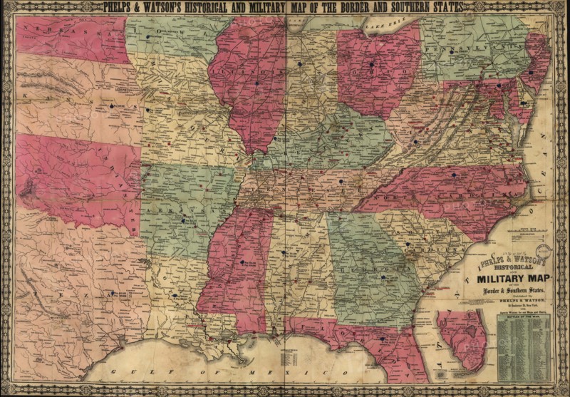 Historical & Military map of the Border & Southern States 1864