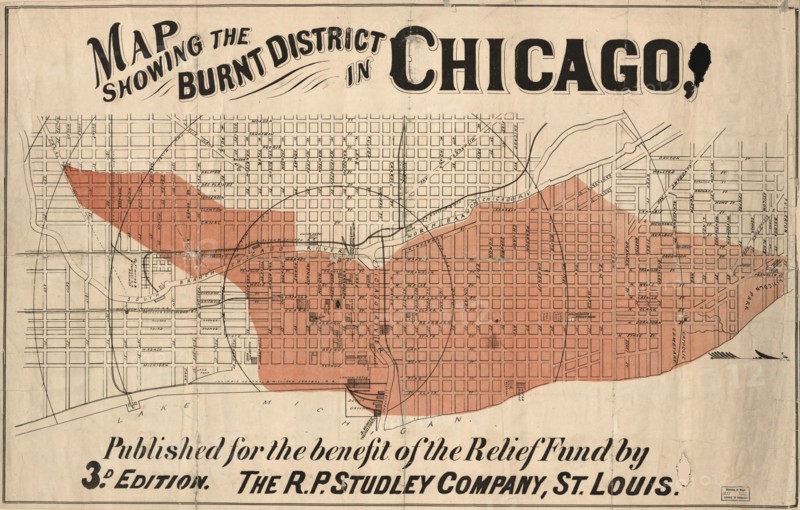 Area of Chicago Burned by the Great Fire - 1871 1871