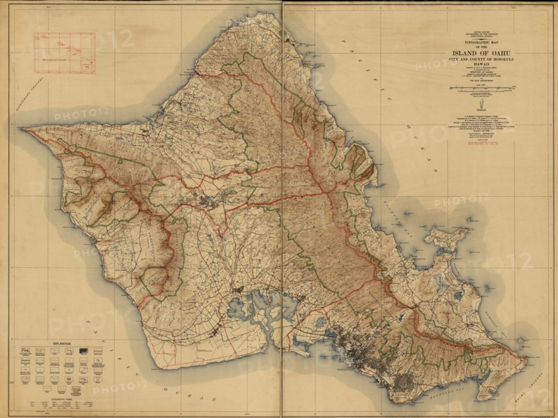 Topographic map of the Island of Oahu : city and county of Honolulu, Hawaii  1938 1938