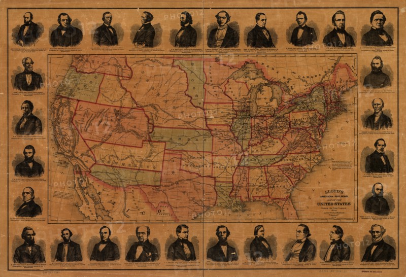 Railroad Barons with US Lines & Proposed Mail Routes 1859