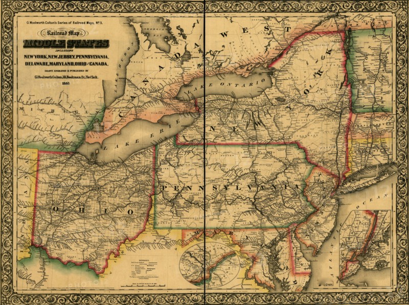 middle states including New York, New Jersey, Pennsylvania, Delaware, Maryland, Ohio and Canada; 1862