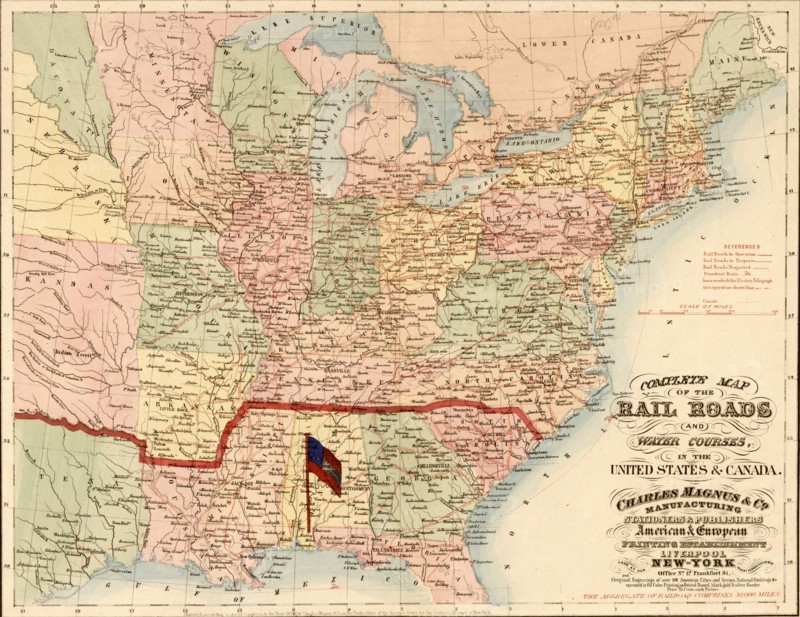 Railroads and water courses in the United Sates & Canada. 1859