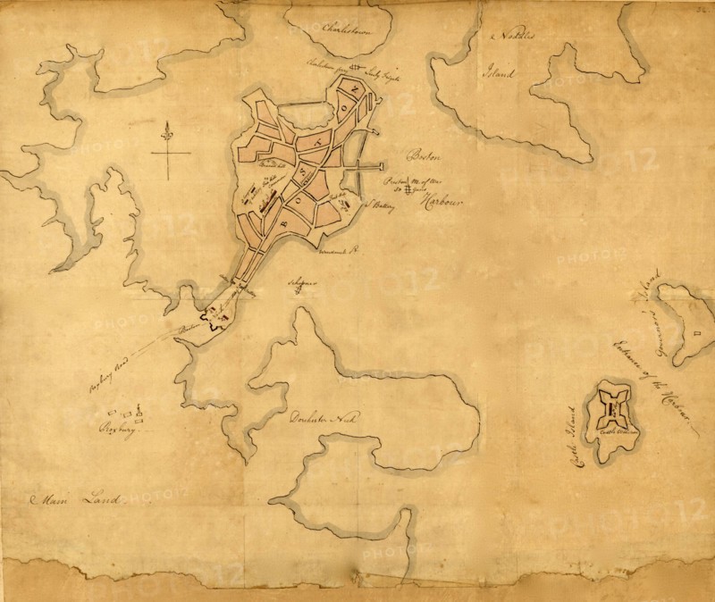 Rough draught of Boston and harbor - 1776