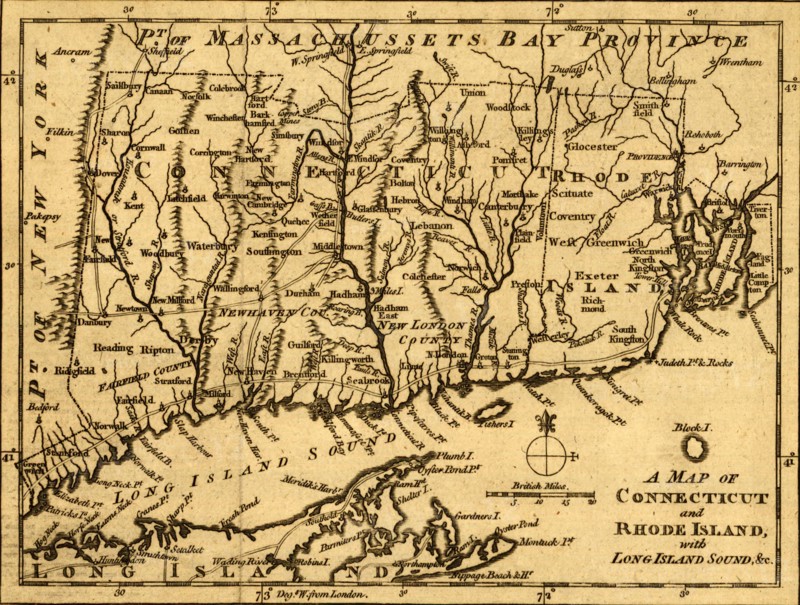 Connecticut and Rhode Island with Long Island Sound 1776