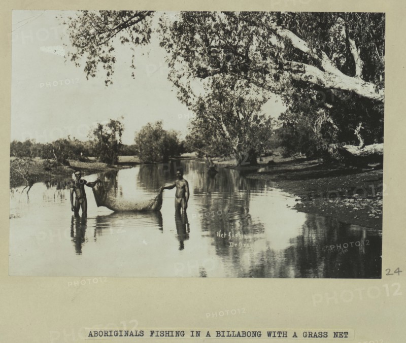 Fishing with a grass net