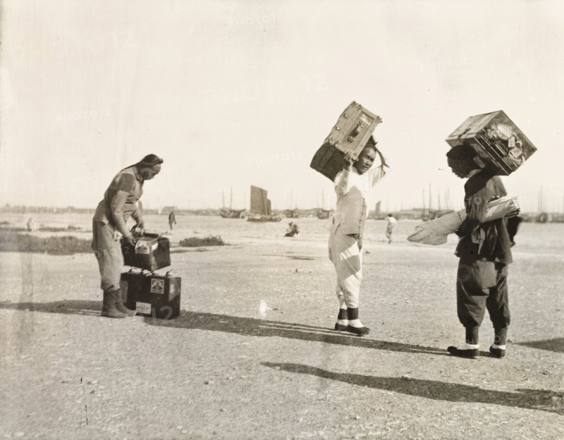 Luggage handlers at Newchwang port