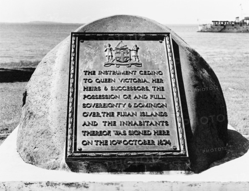 Memorial stone to Fijian cession