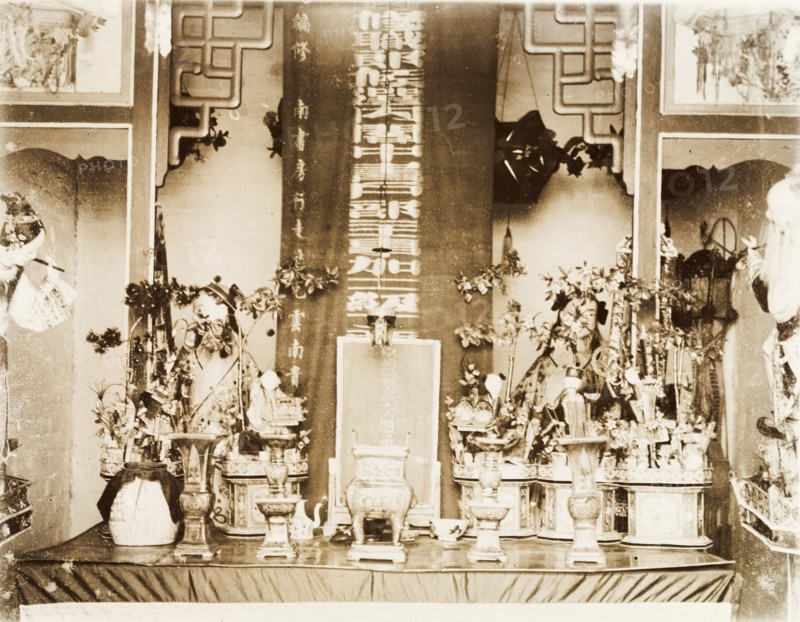 An altar inside a Hong Kong Joss house