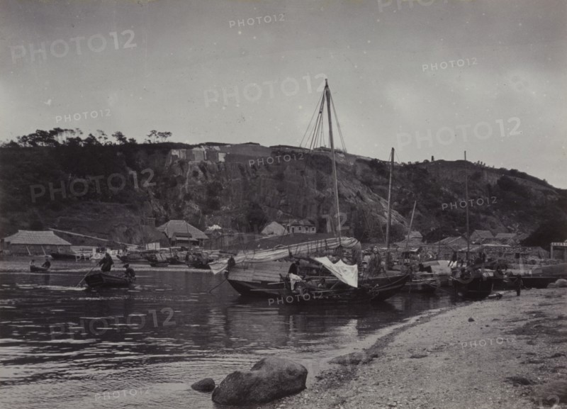 Sampans at anchor in Shau Kei Wan bay