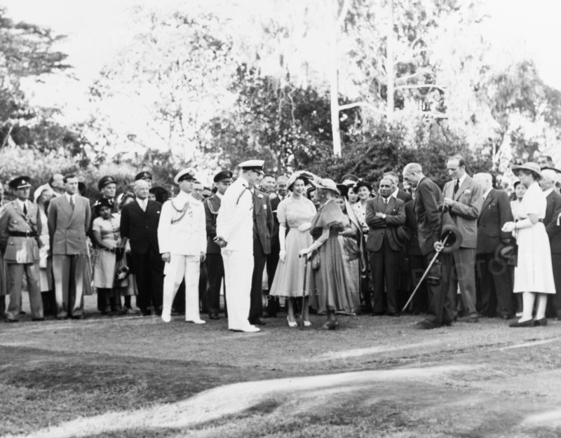 Lady Macmillan is presented to Princess Elizabeth