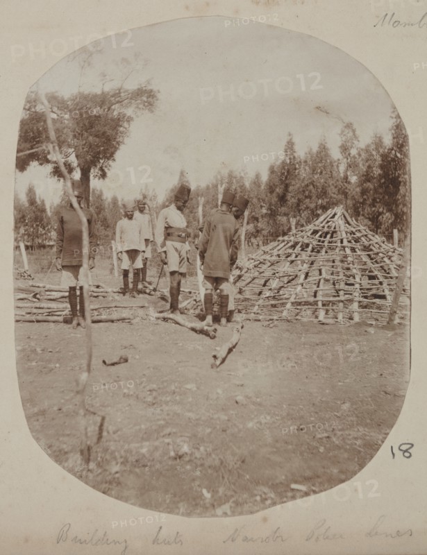 Building huts. Nairobi Police lines