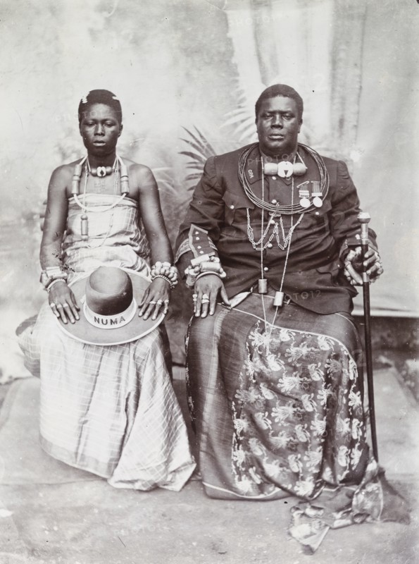 Portrait photograph of an African Chief and his wife