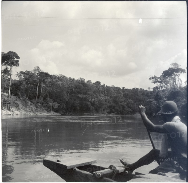 Journey from Ibadan to Cameroons, the Cross river ferry (at Mfum), crossing (paddling)