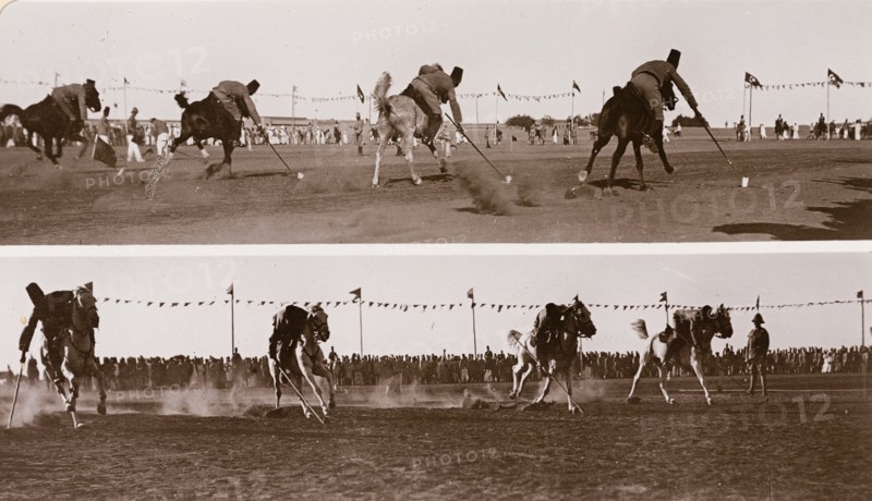 Sudanese cavalry in a 'tent-pegging' competition