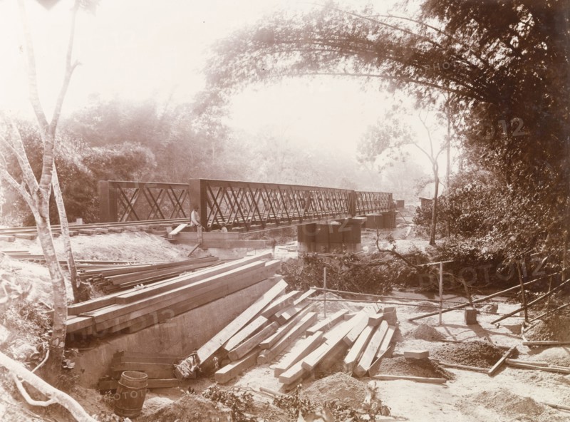 A partially completed railway bridge, Trinidad