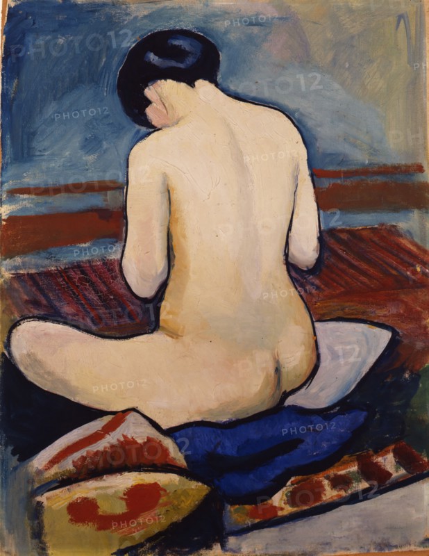 Macke, Nu assis aux coussins