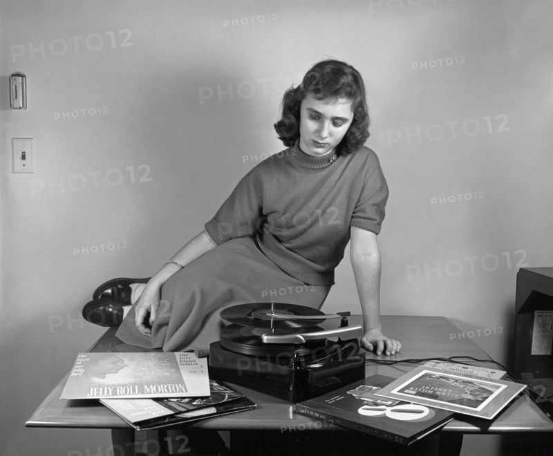 Woman Listening To Records