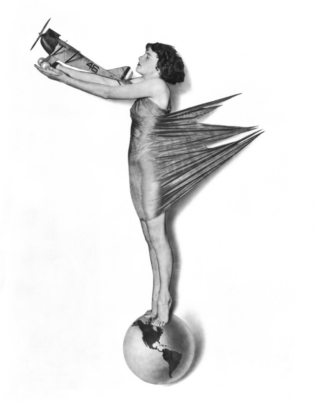 Pinup Woman Holding A Plane
