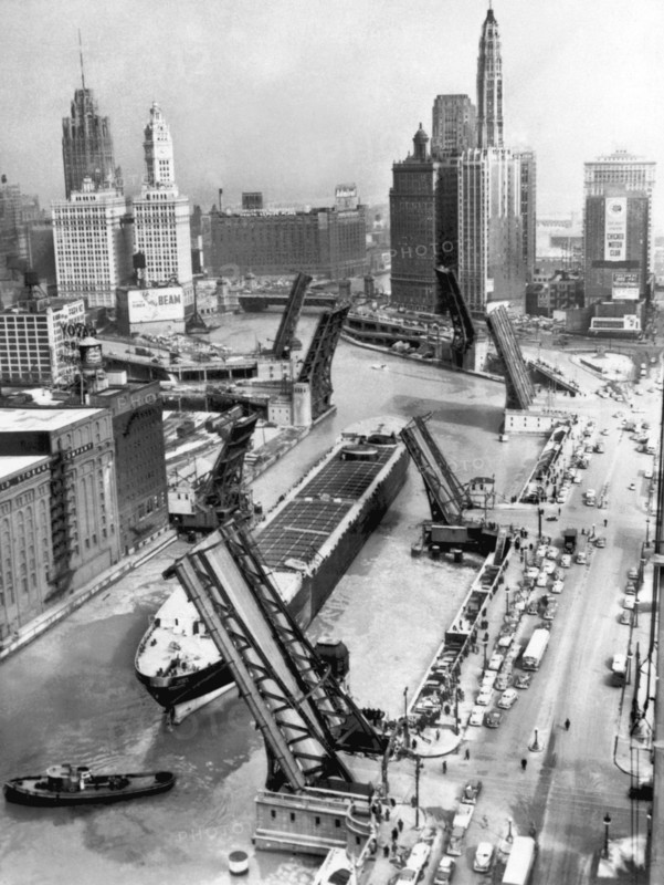 Chicago River Drawbridges Up