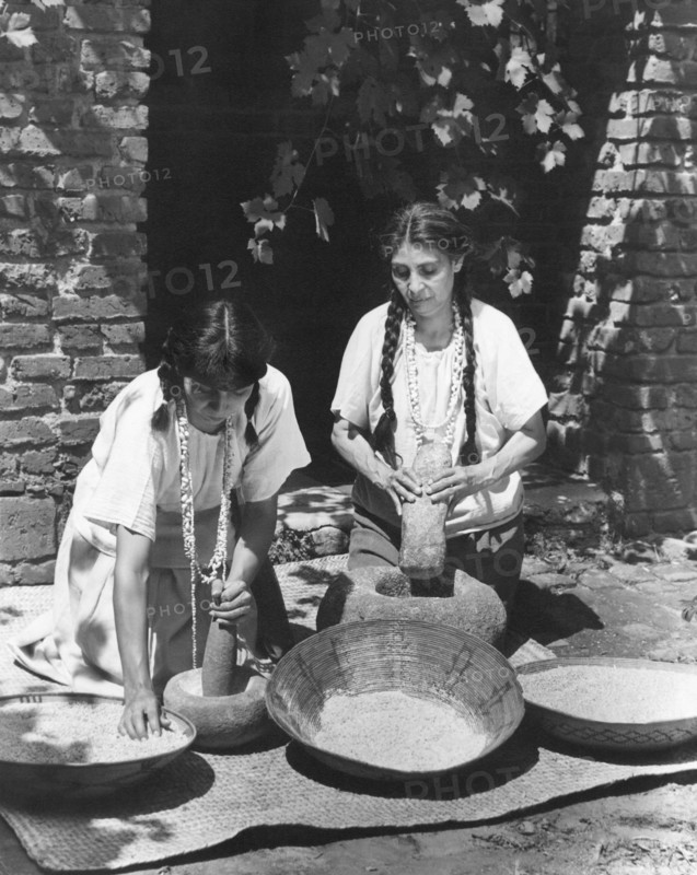 Indians Using Mortar & Pestle