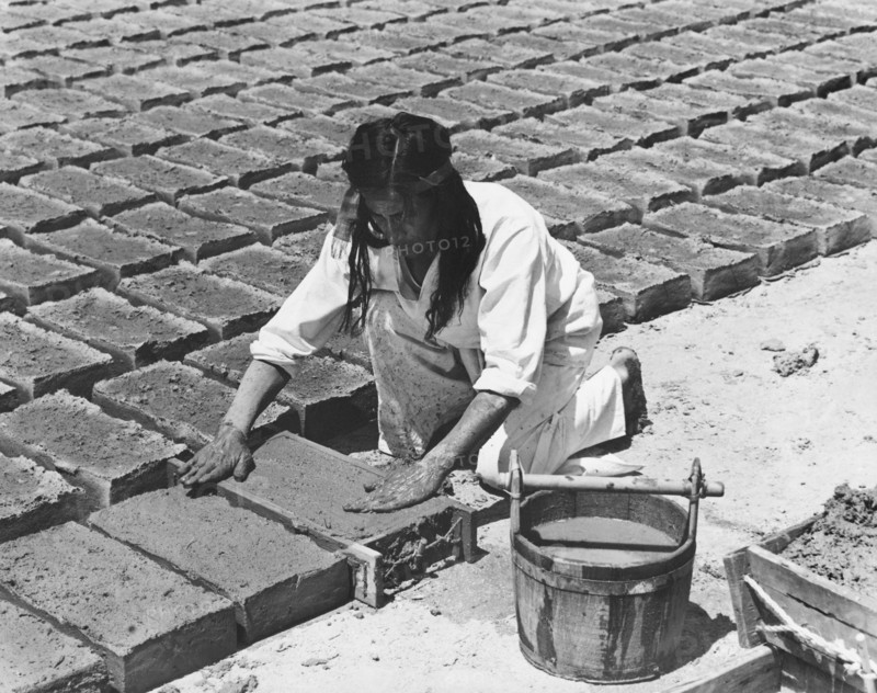 Indians Making Adobe Bricks