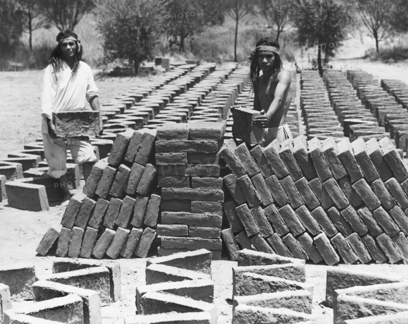 Indians Making Adobe Bricks