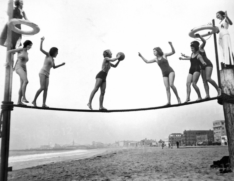 Women Play Beach Basketball