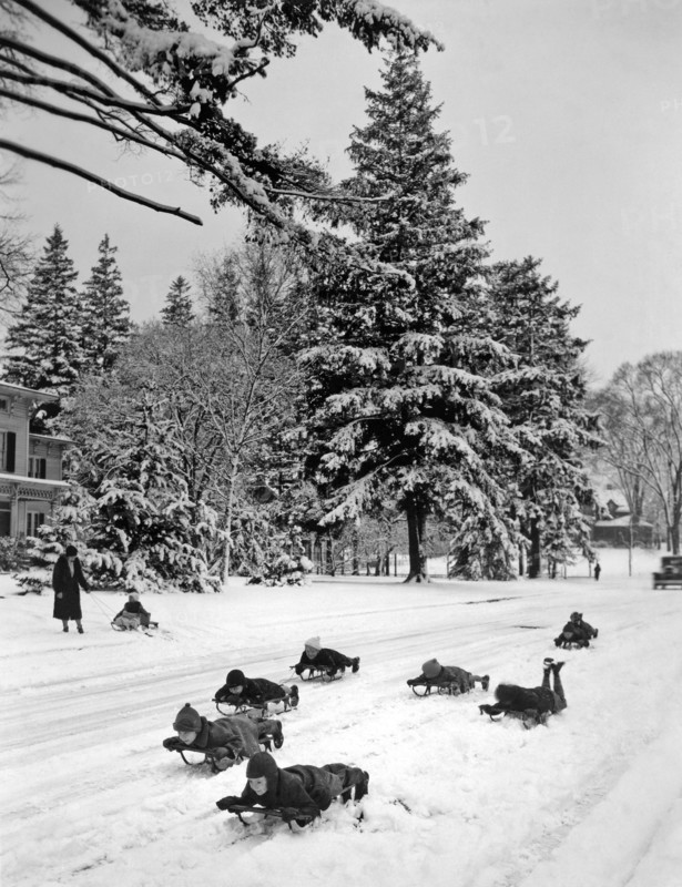 The winter's first snow brings joy to the children